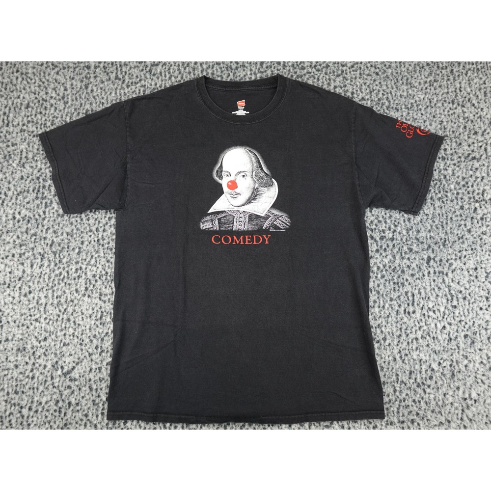 Hanes Shakespeare Comedy Tragedy T-Shirt Mens Large Black The Old Globe Theater